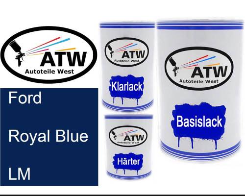 Ford, Royal Blue, LM: 500ml Lackdose + 500ml Klarlack + 250ml Härter - Set, von ATW Autoteile West.